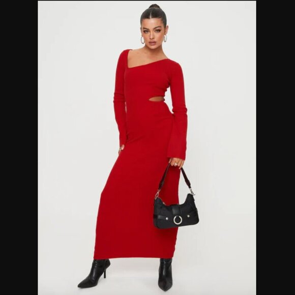 Princess Polly Whitley Red Cut Out Knit Maxi Dress XS/S - Picture 6 of 12